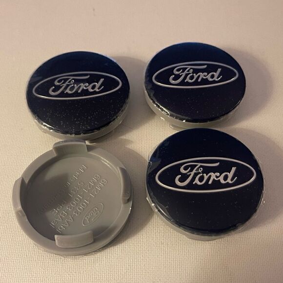 Ford logo wheel center caps in Navy Blue & Silver 54mm set of 4 NWT - Picture 4 of 7